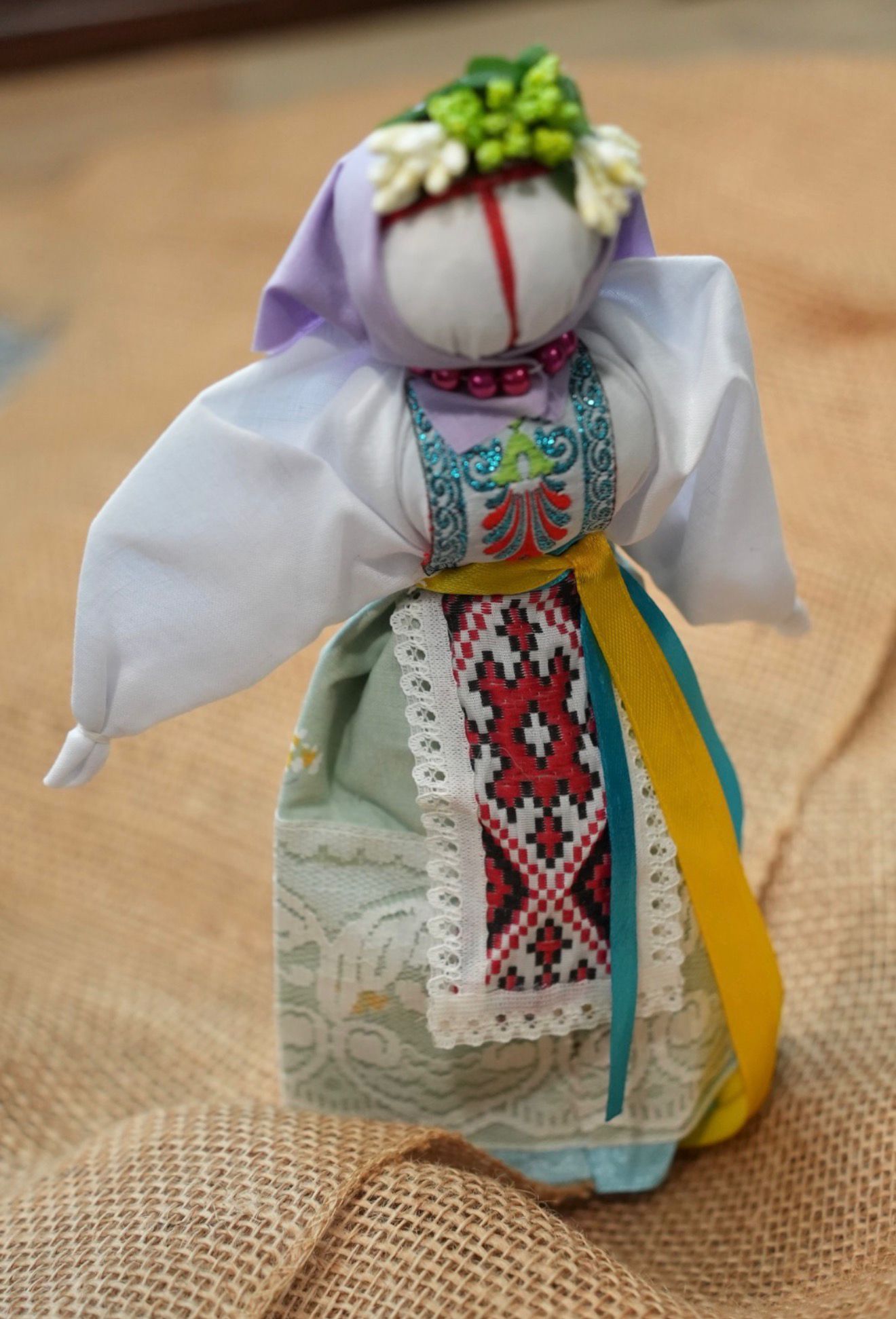 Traditional handmade Ukrainian Motanka doll